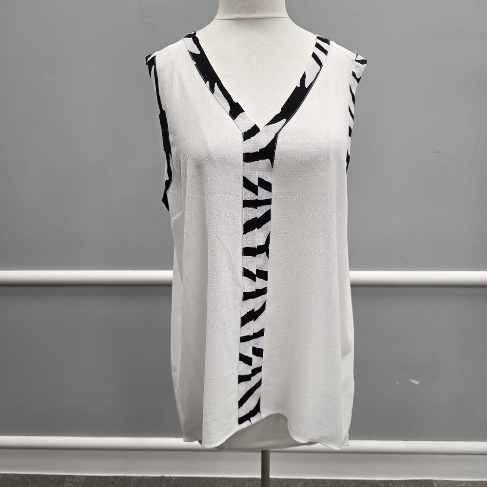 Vince Camuto Black and White V-Neck Tank Top